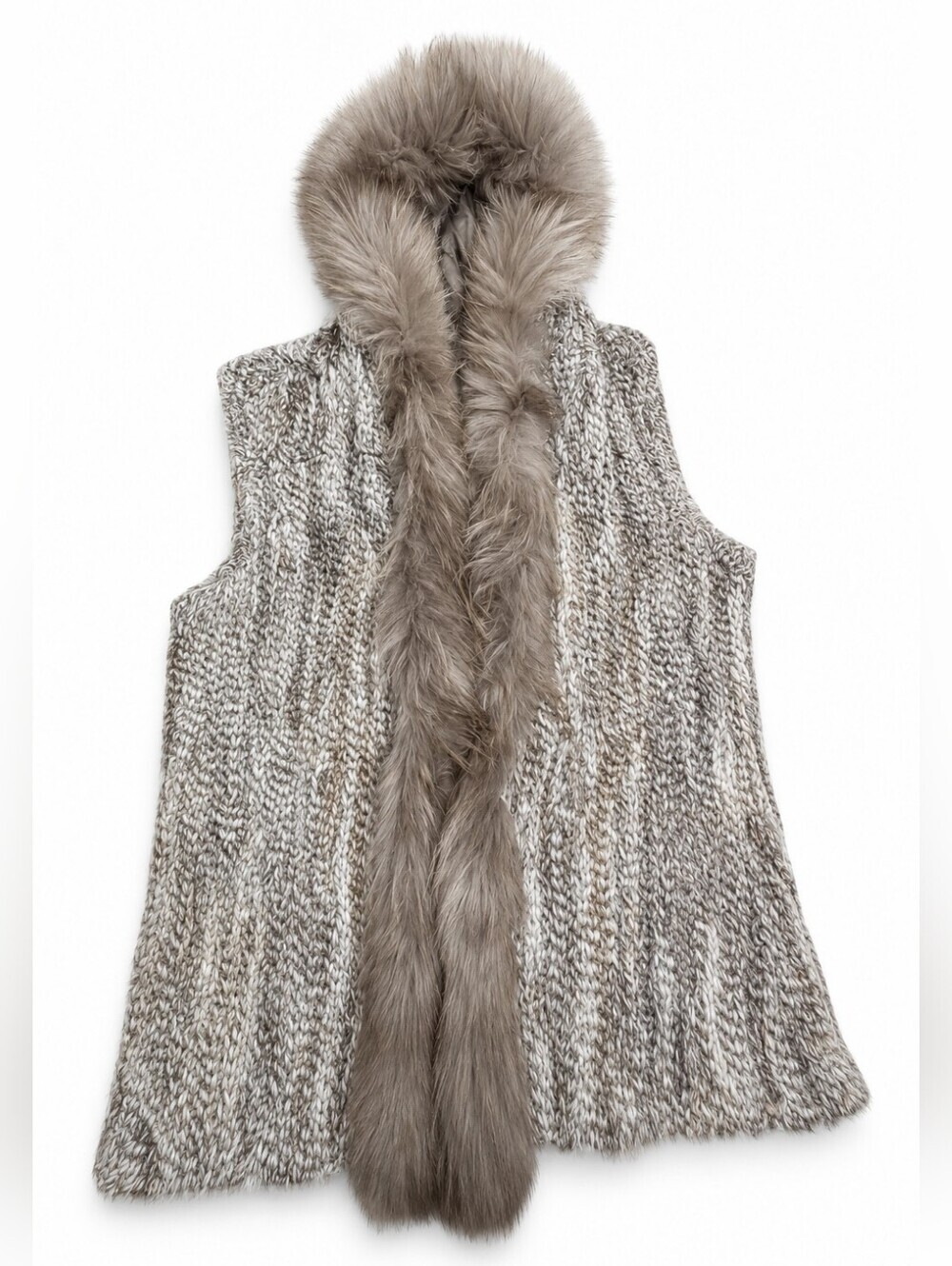 Pookie & Sebastian Open Front Hooded Fur Vest